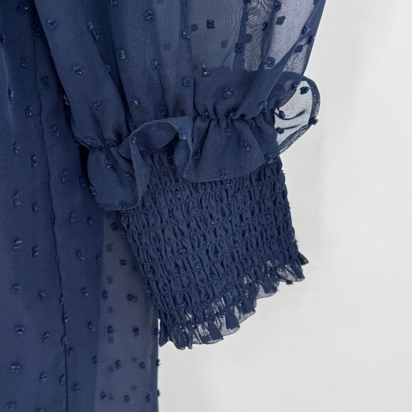 Draper James Lyndsay dress women's small Swiss dot smocked sheer sleeves mini - Picture 6 of 8